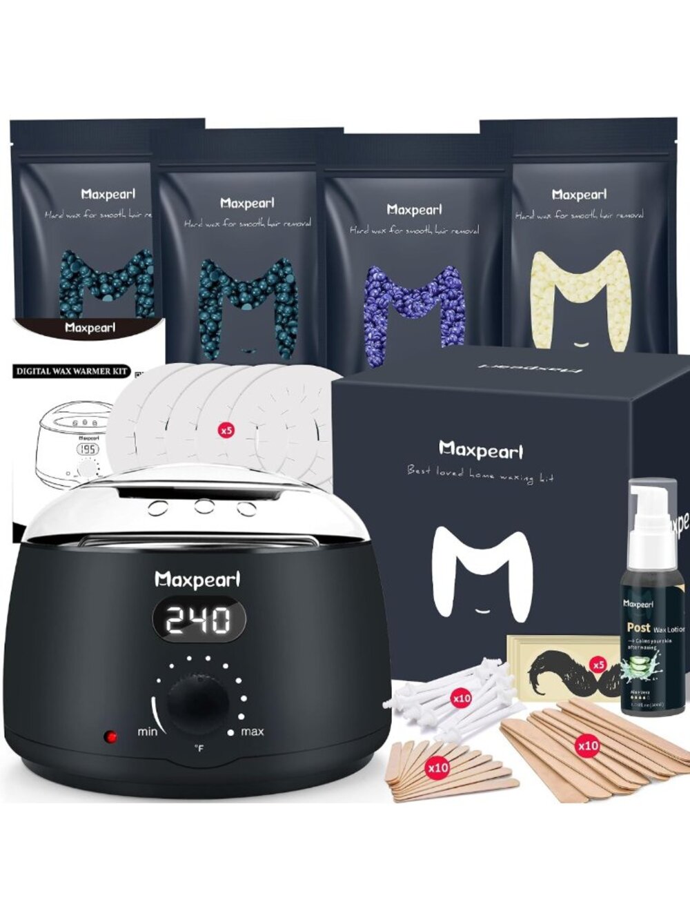 Digital Waxing Kit for Home Hair Removal | Easy Use, Precise Temp Control, Hard